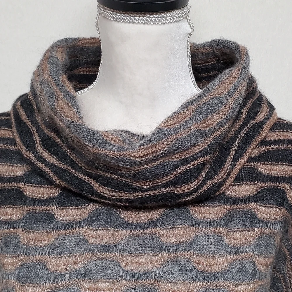 VINTAGE Y2K Jones New York Wool Mohair Multi-Knit Batwing Turtleneck Sweater XL